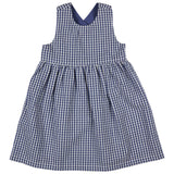 Pigeon Cross-back dress (seersucker check) - dusty blue