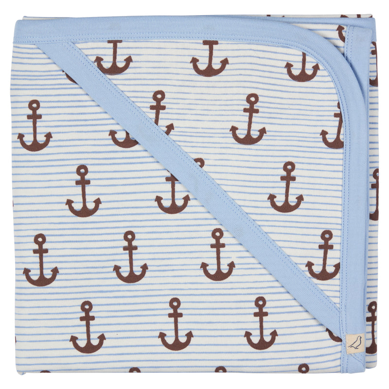 Pigeon Organics Hooded blanket, anchor