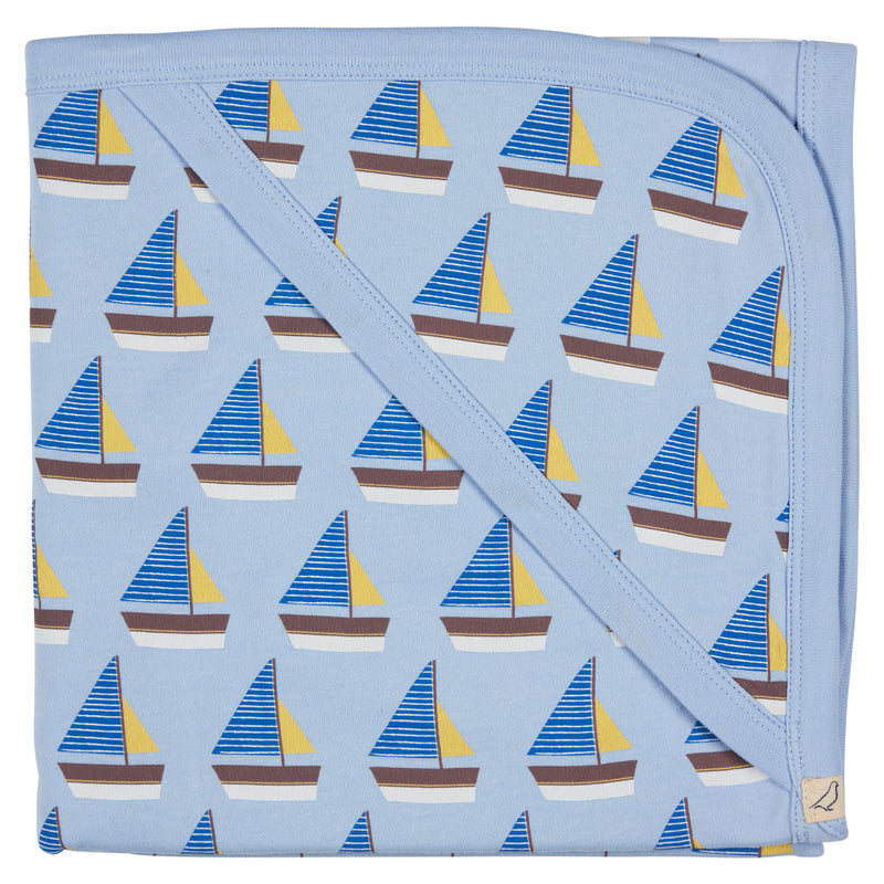 Pigeon Organics Hooded blanket, boats