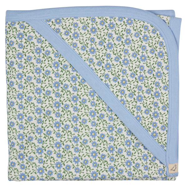 Pigeon Organics Hooded blanket, ditsy - blue