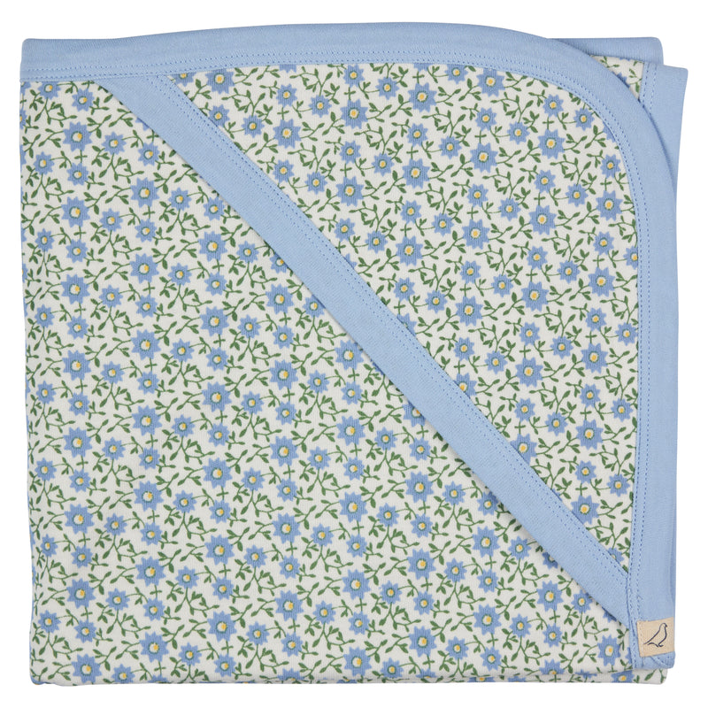 Pigeon Organics Hooded blanket, ditsy - blue