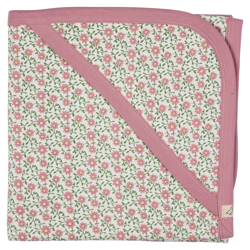 Pigeon Organics Hooded blanket, ditsy - pink