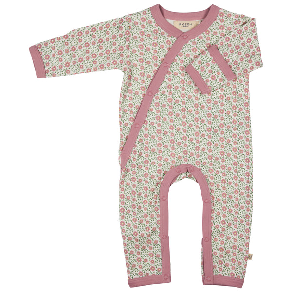 Pigeon Organics Kimono romper (AOP), ditsy - pink