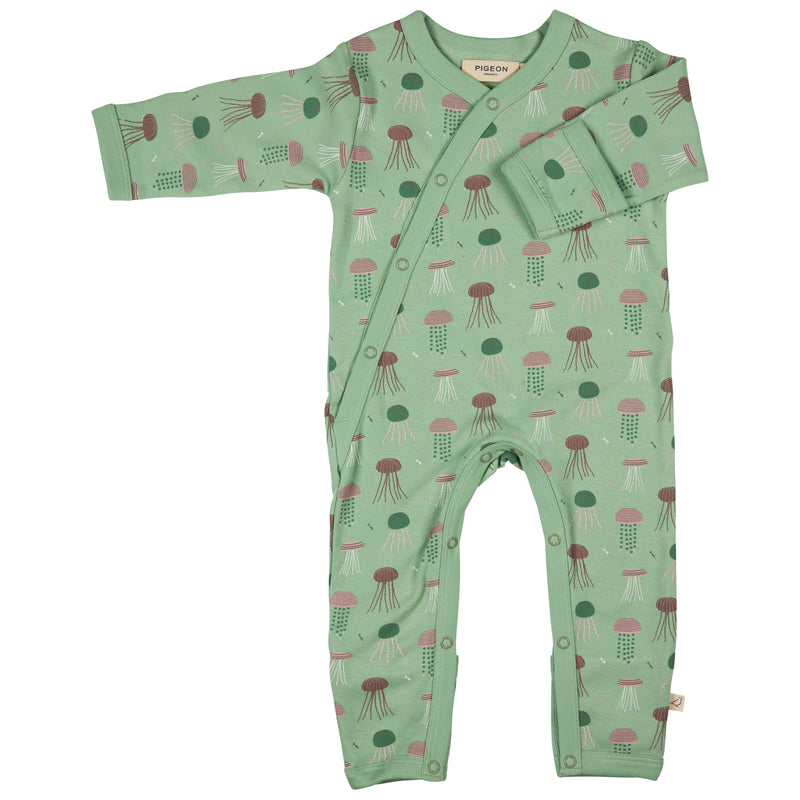 Pigeon Organics Kimono romper (AOP), jellyfish - green