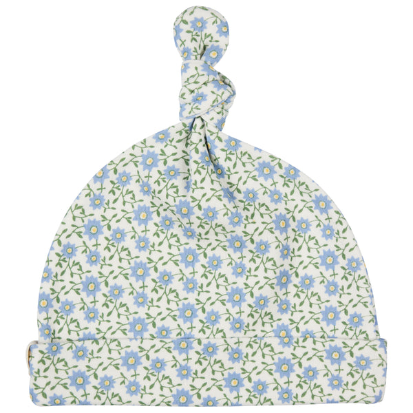 Pigeon Organics Knotted hat (AOP), ditsy - blue