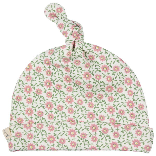 Pigeon Organics Knotted hat (AOP), ditsy - pink