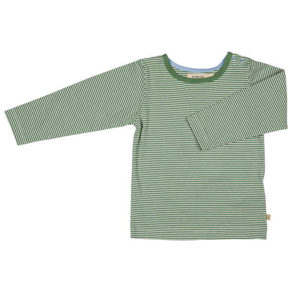 Pigeon Organics Long sleeve T-shirt (fine stripe), green