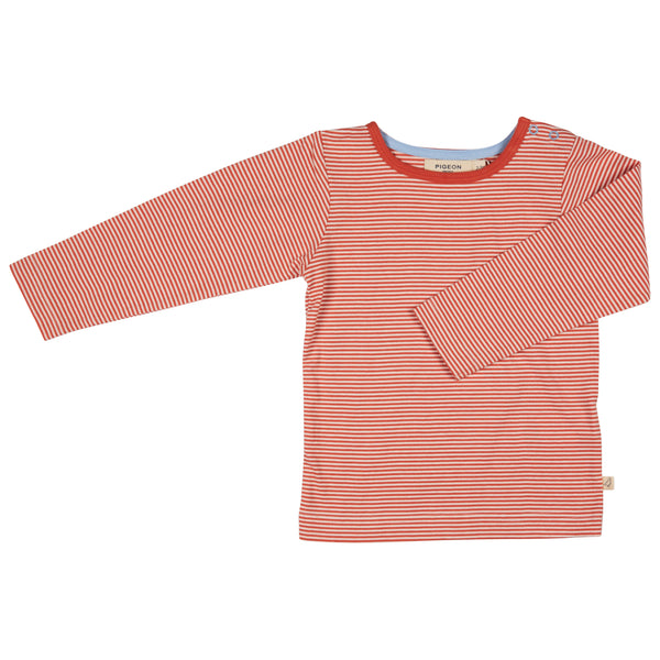 Pigeon Organics Long sleeve T-shirt (fine stripe), orange