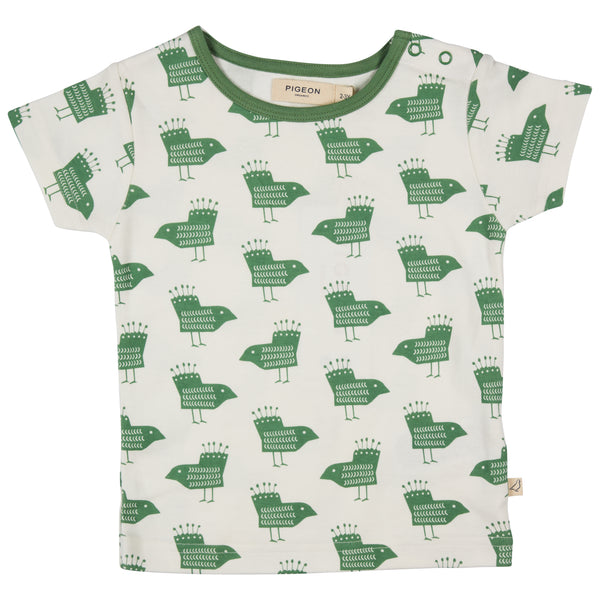 Pigeon Organics Short sleeve T-shirt (AOP), birds on white