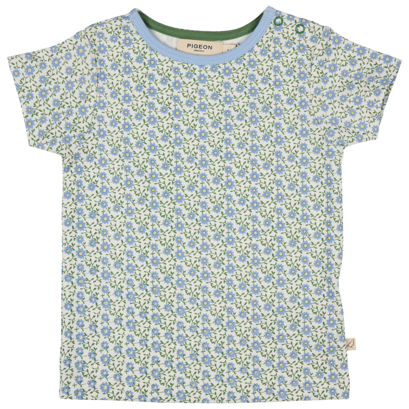 Pigeon Short sleeve T-shirt (AOP) - ditsy - blue
