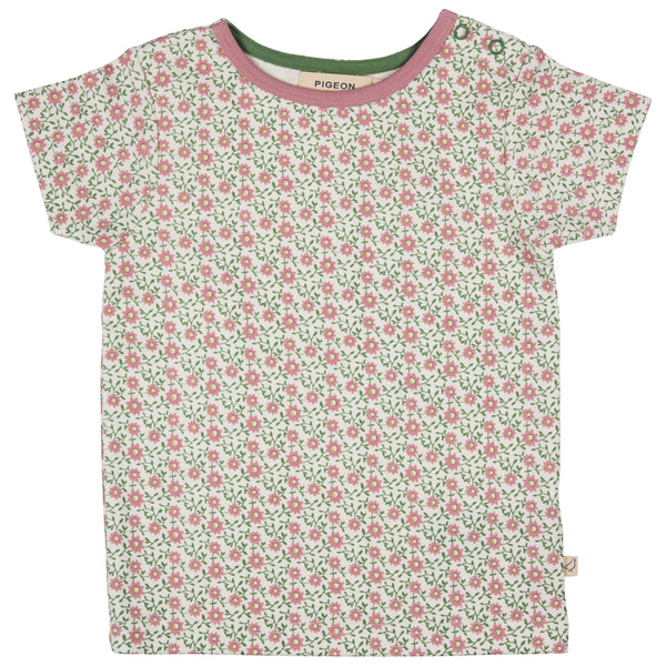 Pigeon Short sleeve T-shirt (AOP) - ditsy - pink