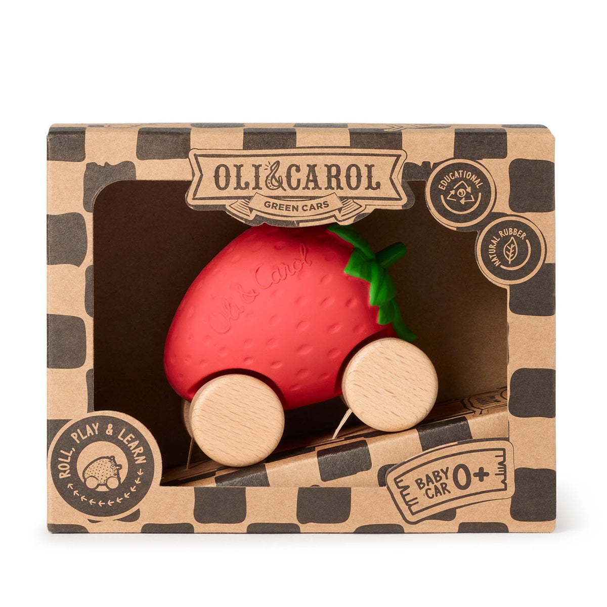 Oli & Carol Sweetie the Strawberry Natural Rubber Baby Car