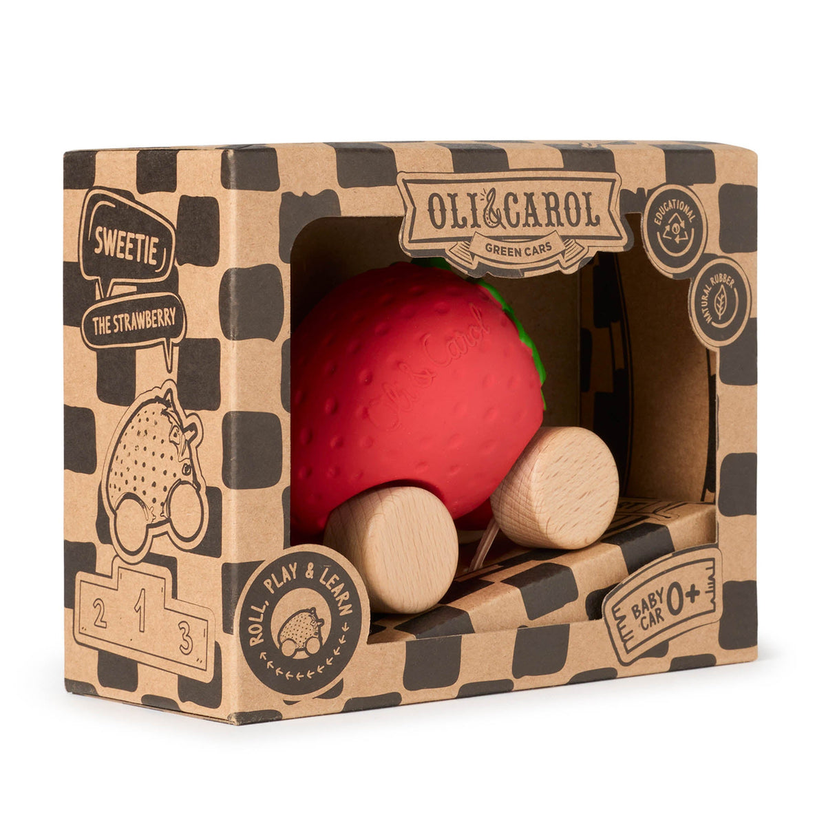 Oli & Carol Sweetie the Strawberry Natural Rubber Baby Car