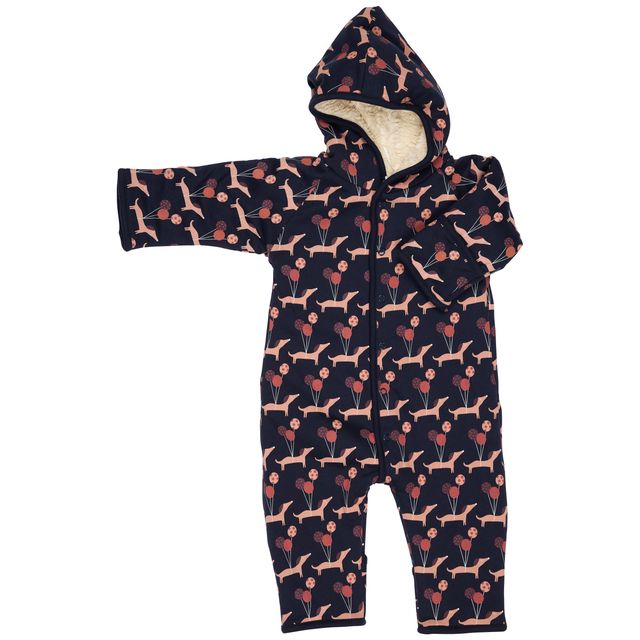 Pigeon Organics Snuggle Suit, Sausage Dogs - Navy