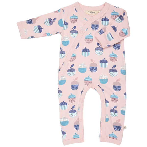 Pigeon Organics Kimono romper (AOP), acorns - pink