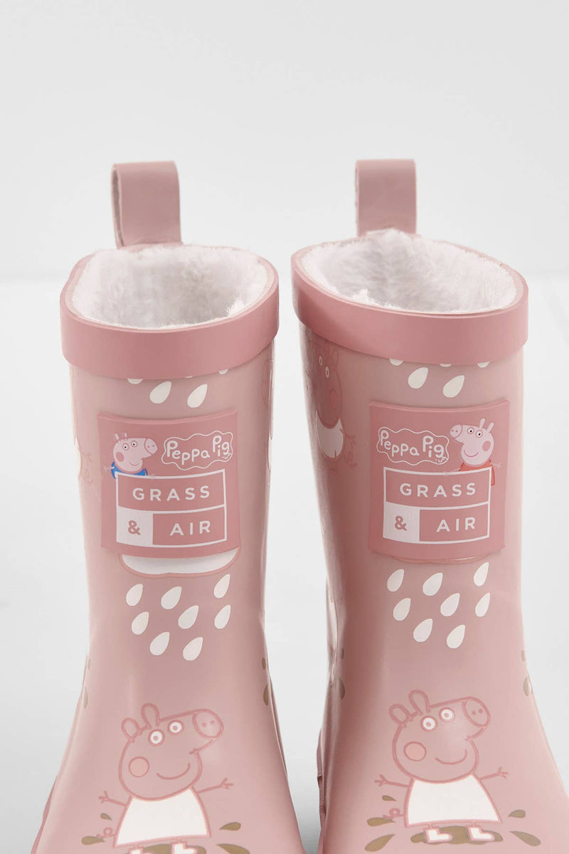 Peppa Pig Pink Colour-Changing Kids Wellies, Teddy Fleece