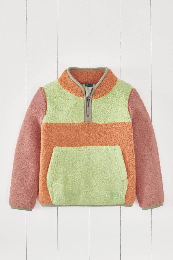 Volcanic Orange Kids Borg Quarter Zip Jumper