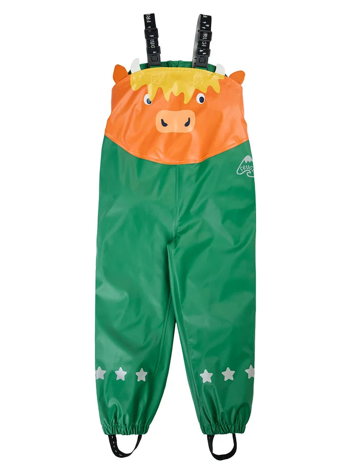 Frugi Character Puddle Buster Trousers - Holly Green/Cow