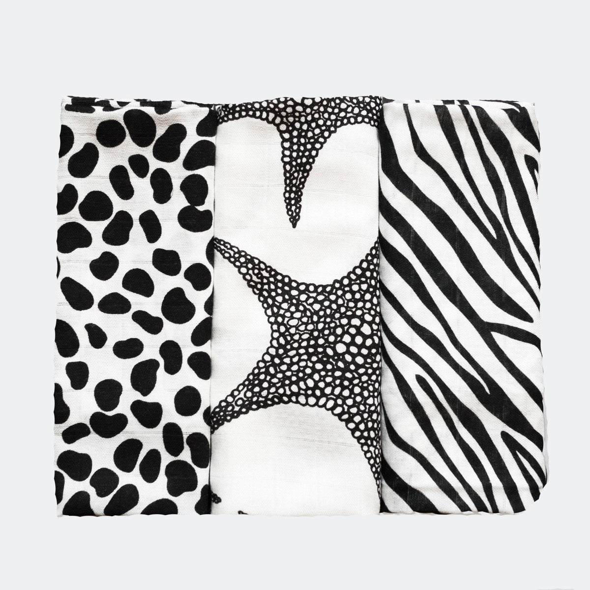 ANIMAL PRINT MUSLIN 3-PACK - birth to 4 months