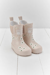 Pampas Cream Floral Short Colour-Changing Kids Wellies