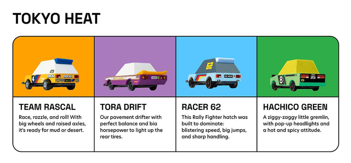 Tokyo Heat 4-Pack - Candycar TOONS Diecast Race Cars
