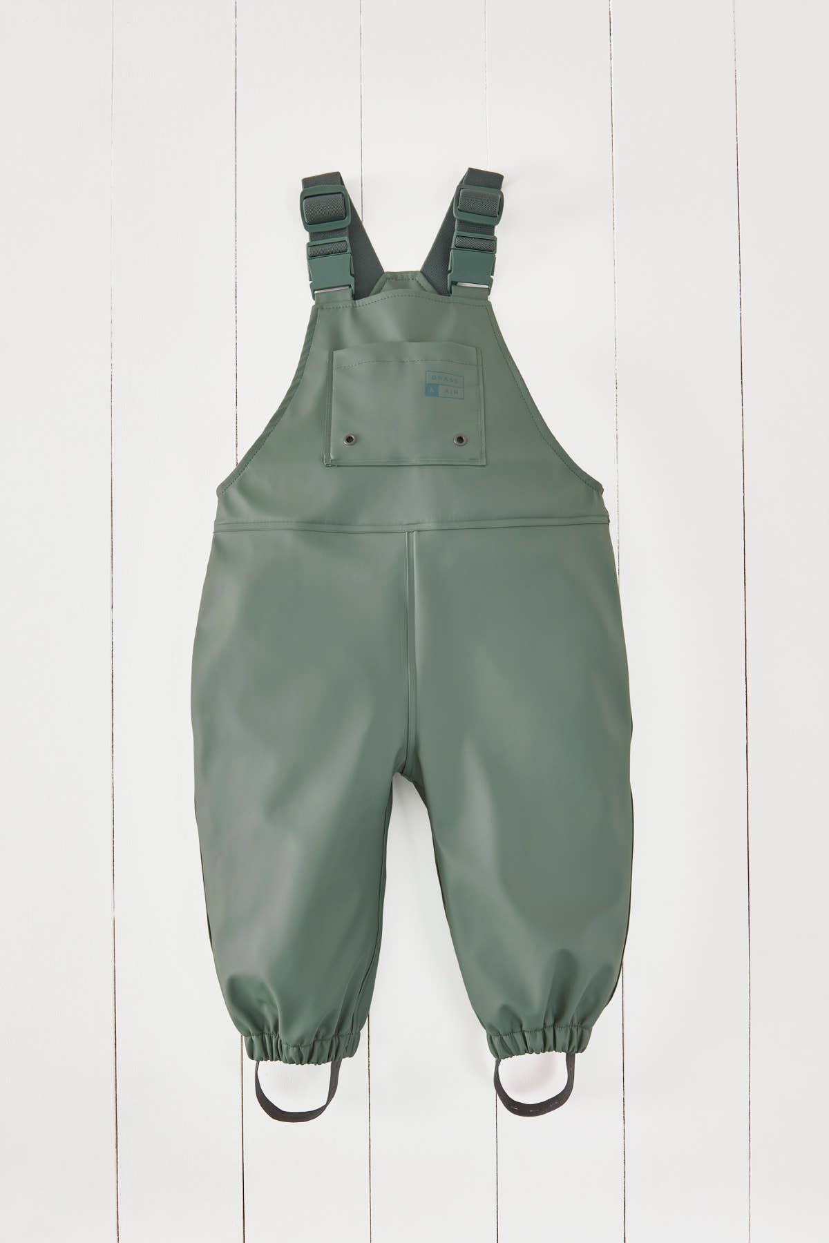 Grass+Air Khaki Kids Waterproof Rain Dungarees