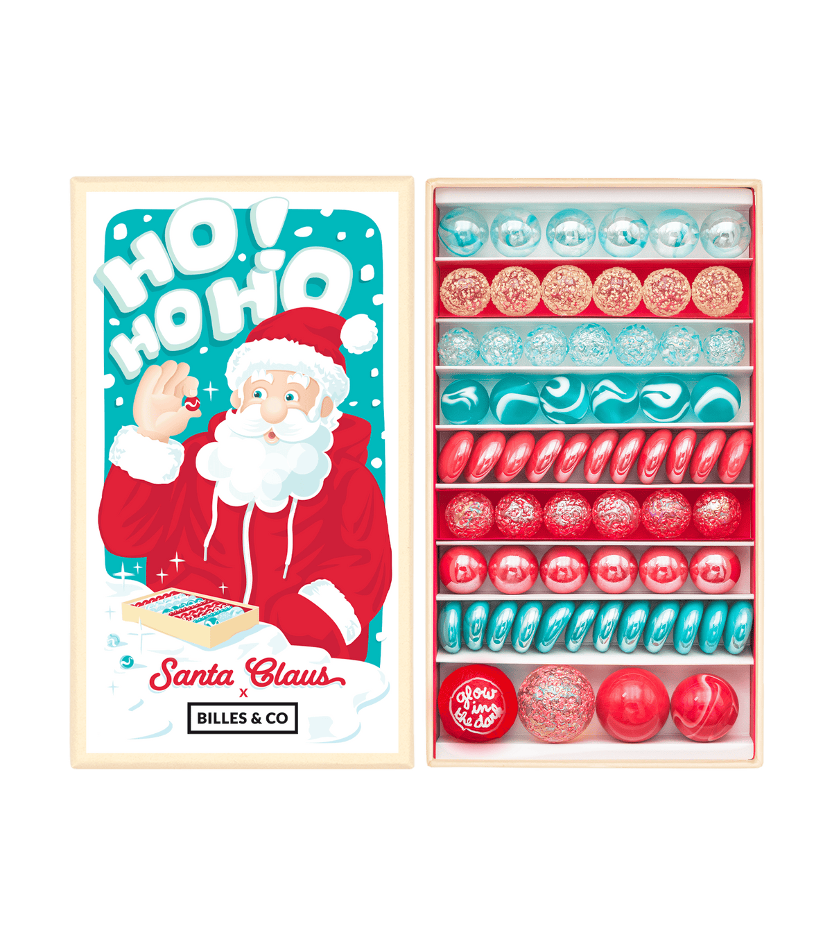 Box of 63 Santa Claus marbles with a dedication from Santa Claus