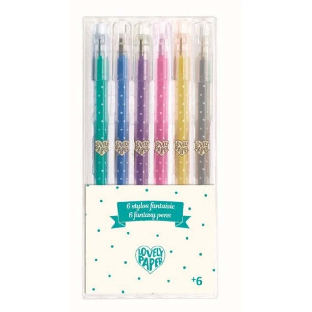 Djeco Pens - 6 Glitter Gel Pens