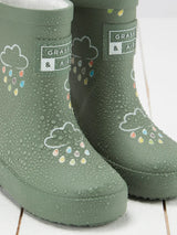 Khaki Green Colour-Changing Kids Wellies