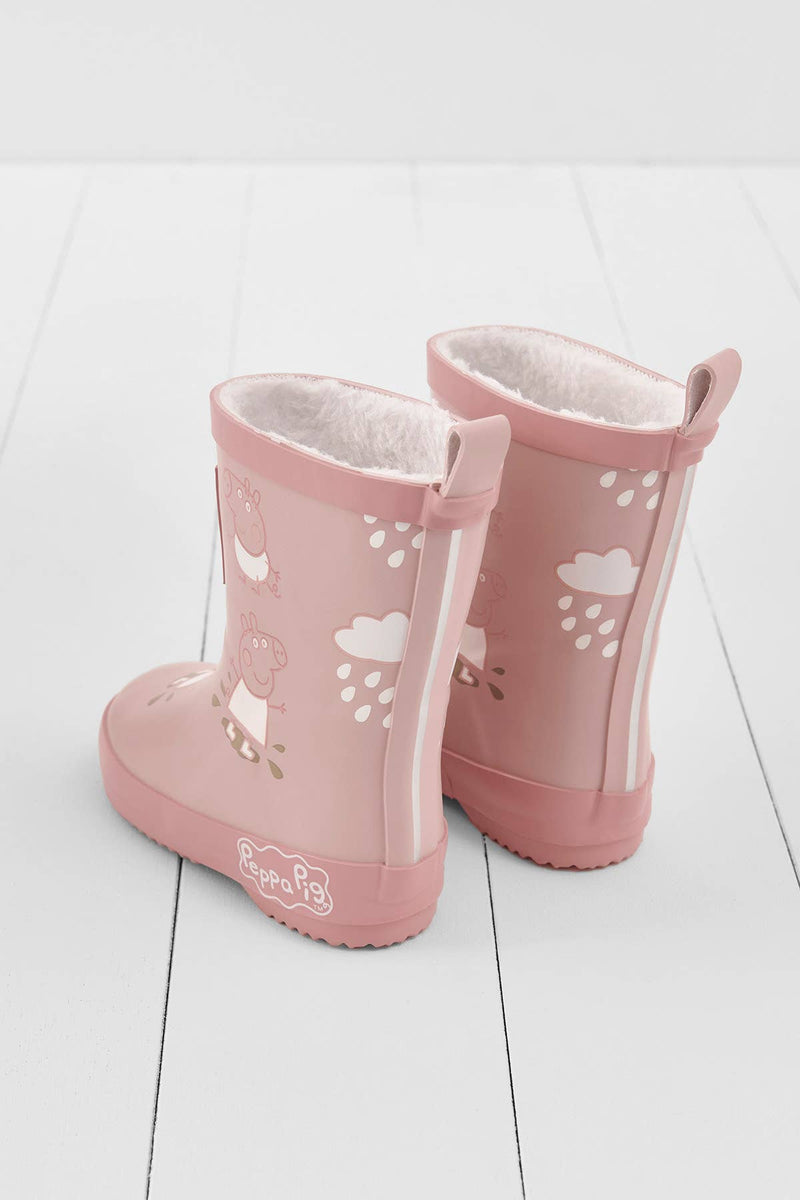 Peppa Pig Pink Colour-Changing Kids Wellies, Teddy Fleece