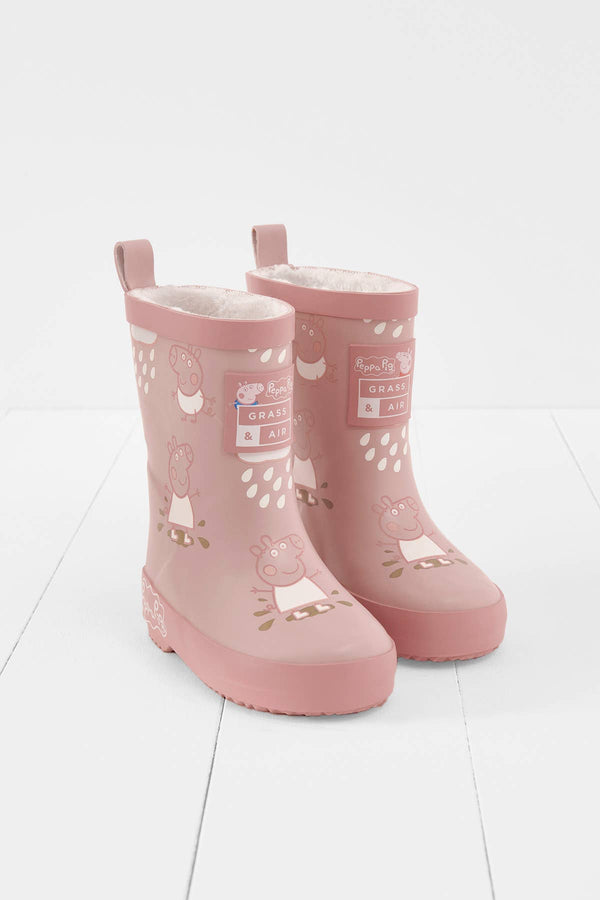 Peppa Pig Pink Colour-Changing Kids Wellies, Teddy Fleece