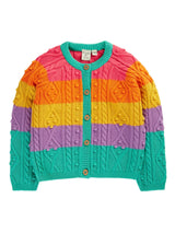 Frugi Clay Cable Knit Cardigan - Rainbow Cable