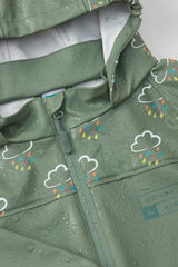 Khaki Kids Waterproof Colour Changing Rain Jacket