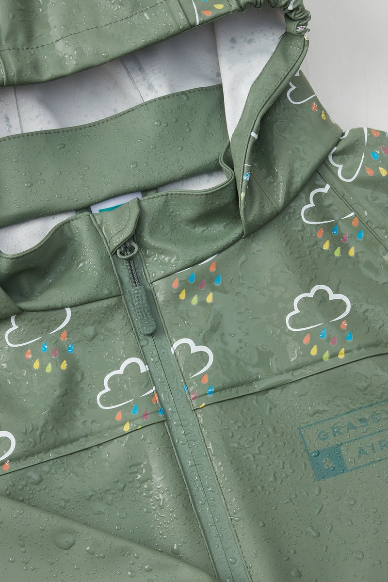 Khaki Kids Waterproof Colour Changing Rain Jacket