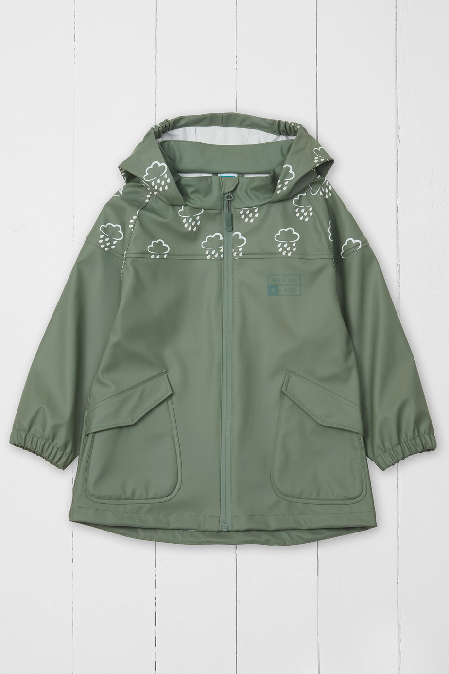 Grass+Air Khaki Kids Waterproof Colour Changing Rain Jacket