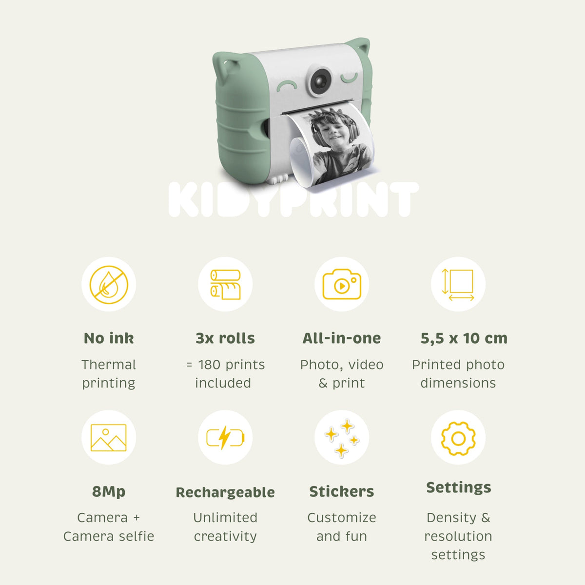 Kidywolf KIDYPRINT Kids' Instant Print Camera Green