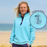 Lazy Jacks Ladies Wells-Next-the-Sea Printed 1/4 Zip Sweatshirt - Spearmint/Sign Post