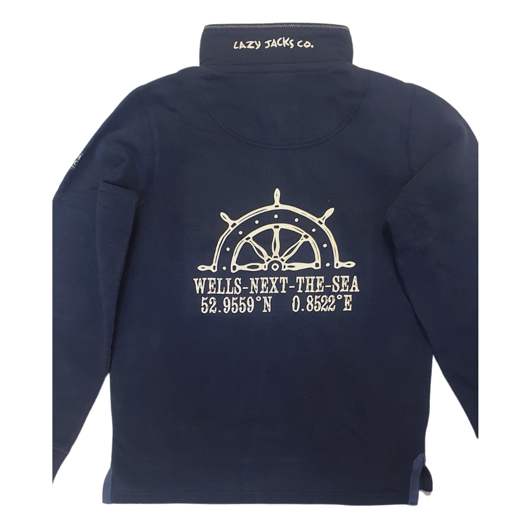 Men's Marine/Wheel Lazy Jacks Wells-Next-the-Sea Printed 1/4 Zip Sweatshirt