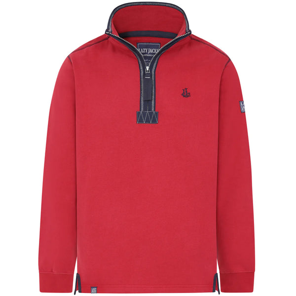 Men's Red/Sign Post Lazy Jacks Wells-Next-the-Sea Printed 1/4 Zip Sweatshirt