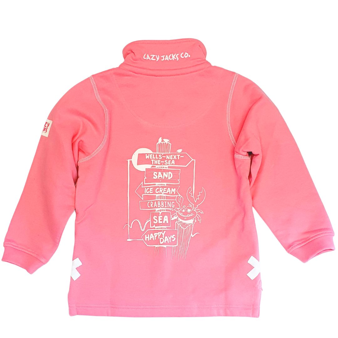 Children's Salmon/Sign Post Lazy Jacks Wells-Next-the-Sea Printed 1/4 Zip Sweatshirt