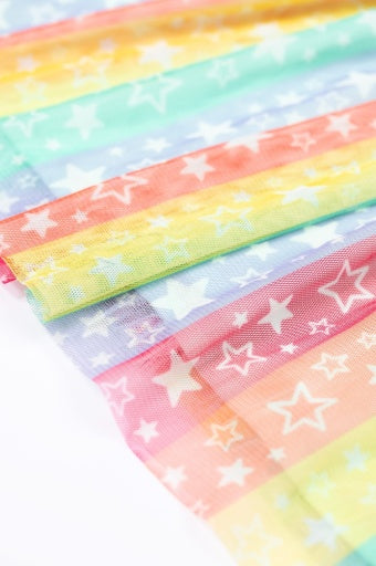 Frugi Penny Party Dress - Rainbow Star Stripe