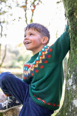 Frugi Fyfe Knitted Jumper - Holly Green Fair Isle