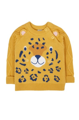 Frugi Caleb Character Knit Jumper - Primrose/Leopard