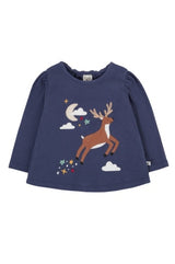 Frugi Caris Applique Top - Navy Blue/Caribou