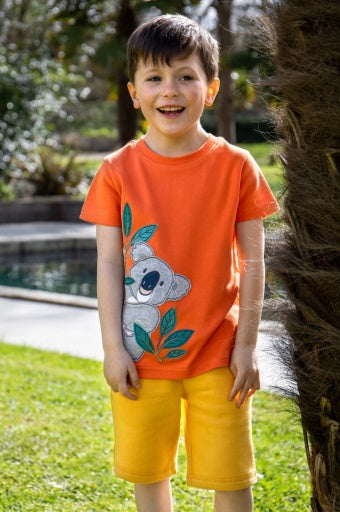 Frugi Carsen Applique T-Shirt - Salamander/Cool Koala