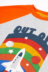 Frugi Tamar Raglan Top - Grey Marl/Out Of This World