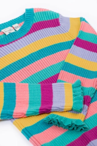 Frugi Zoe Knitted Jumper - Wild Rainbow Stripe