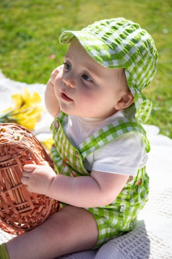 Frugi Seersucker Legionnaires Hat - Macaw Gingham