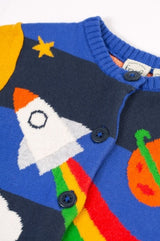 Frugi Corin Knitted Cardigan - Blue Tang/Rocket Flight