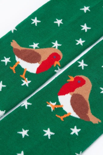Frugi Norah 2Pk Tights - Green Robin/Berry Red